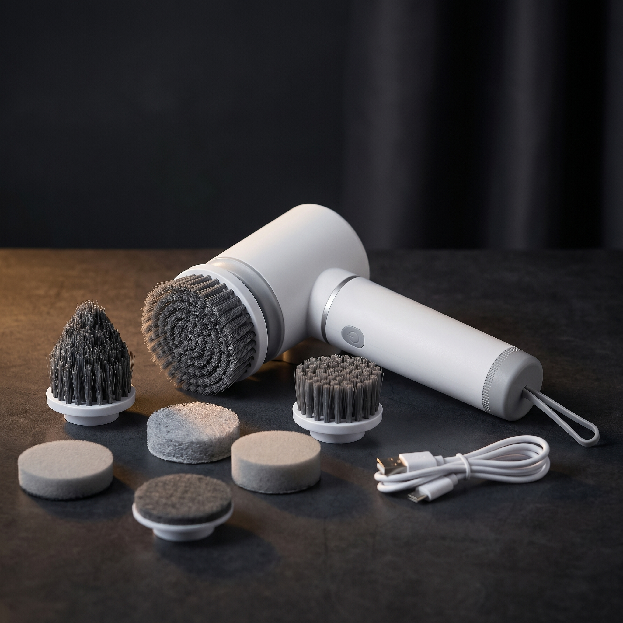 6in1 Electric Spin Scrubber Cordless Rechargeable Cleaning Brush With 6 Head Kit